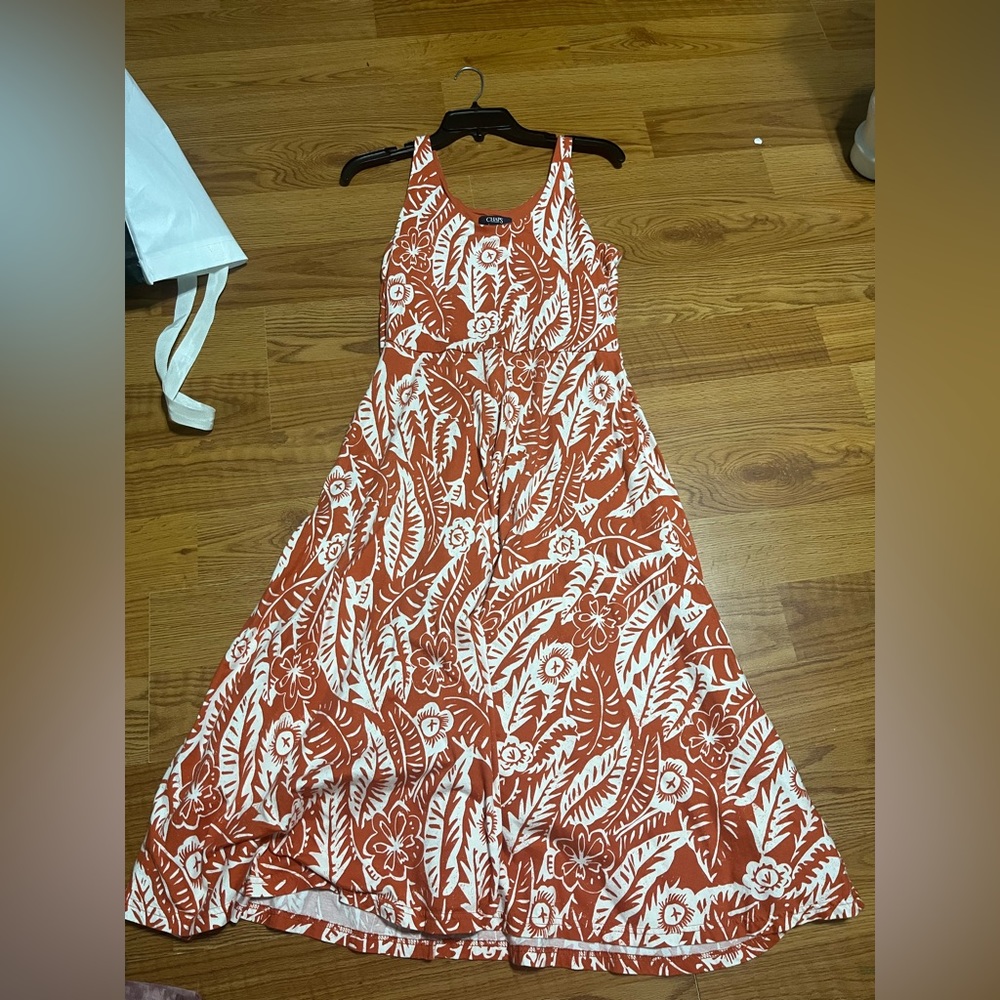 Orange and white patterned dress